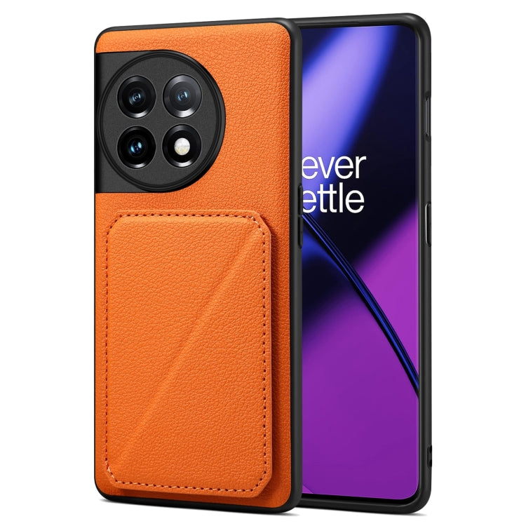 Denior Imitation Calf Leather Back Phone Case with Holder, For OnePlus Nord CE 3 5G / OPPO K11, For OnePlus Ace 2 Pro 5G, For OnePlus Nord CE 3 Lite / N30, For OnePlus Ace 2 V / Nord 3 5G, For OnePlus Ace 2 / 11R 5G, For OnePlus 11 5G