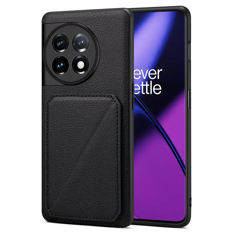 Denior Imitation Calf Leather Back Phone Case with Holder, For OnePlus Nord CE 3 5G / OPPO K11, For OnePlus Ace 2 Pro 5G, For OnePlus Nord CE 3 Lite / N30, For OnePlus Ace 2 V / Nord 3 5G, For OnePlus Ace 2 / 11R 5G, For OnePlus 11 5G