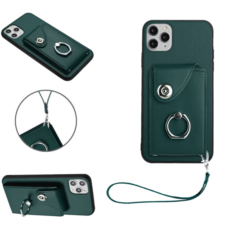 Organ Card Bag Ring Holder PU Phone Case with Lanyard, For iPhone 12 mini, For iPhone 11 Pro Max, For iPhone 11, For iPhone 11 Pro