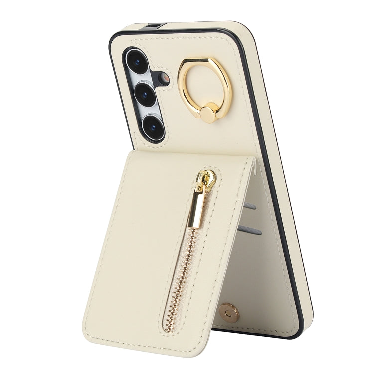 Retro Ring and Zipper RFID Card Slot Phone Case, For Samsung Galaxy S25 Edge 5G, For Samsung Galaxy S24 Ultra 5G, For Samsung Galaxy S24+ 5G