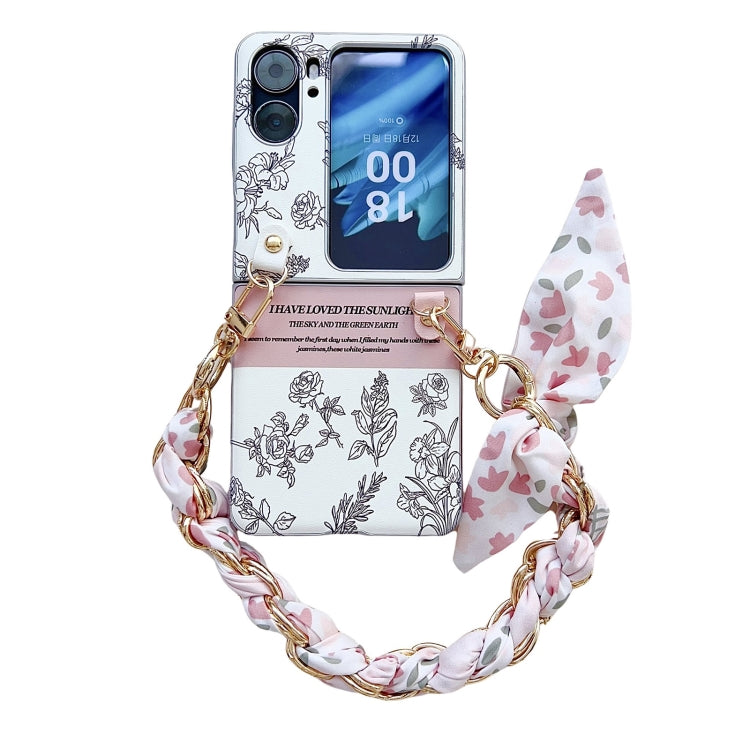 Pearlescent Paint Painted PC Phone Case with DIY Scarf Bracelet, For OPPO Find N3, For OPPO Find N3 Flip, For OPPO Find N2 Flip