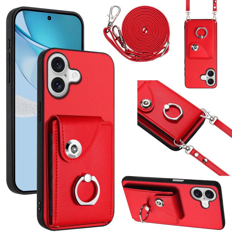 Organ Card Bag Ring Holder Phone Case with Long Lanyard, For iPhone 17e / 16e, For iPhone 17 Pro Max, For iPhone 17 Pro, For iPhone 17