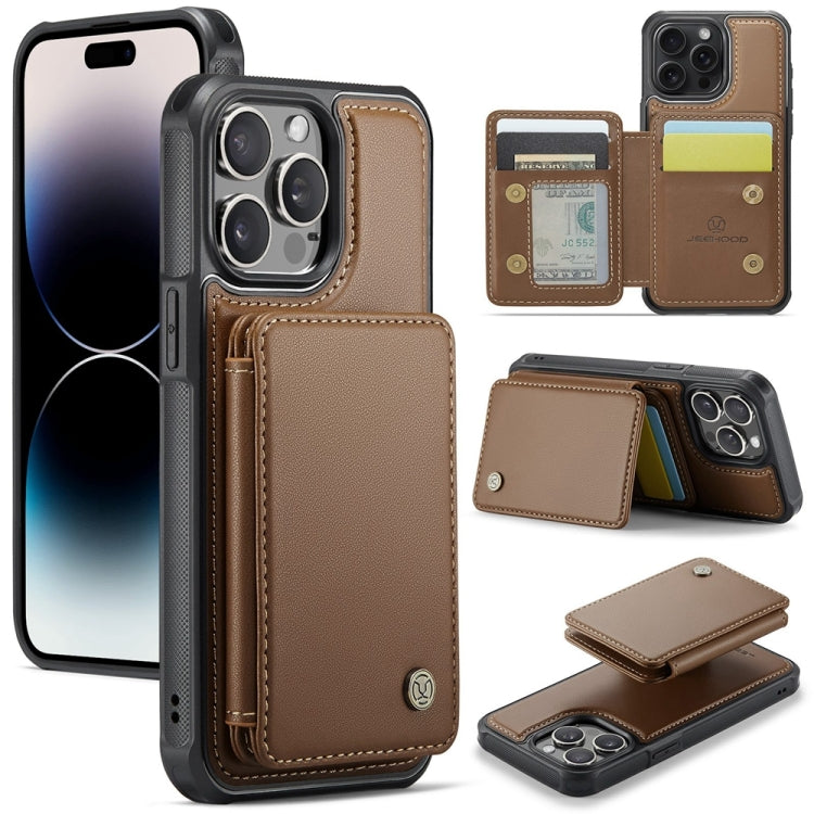 JEEHOOD J05 Business Magnetic Style RFID Leather Phone Case, For iPhone 15, For iPhone 14 Plus, For iPhone 14, For iPhone 14 Pro