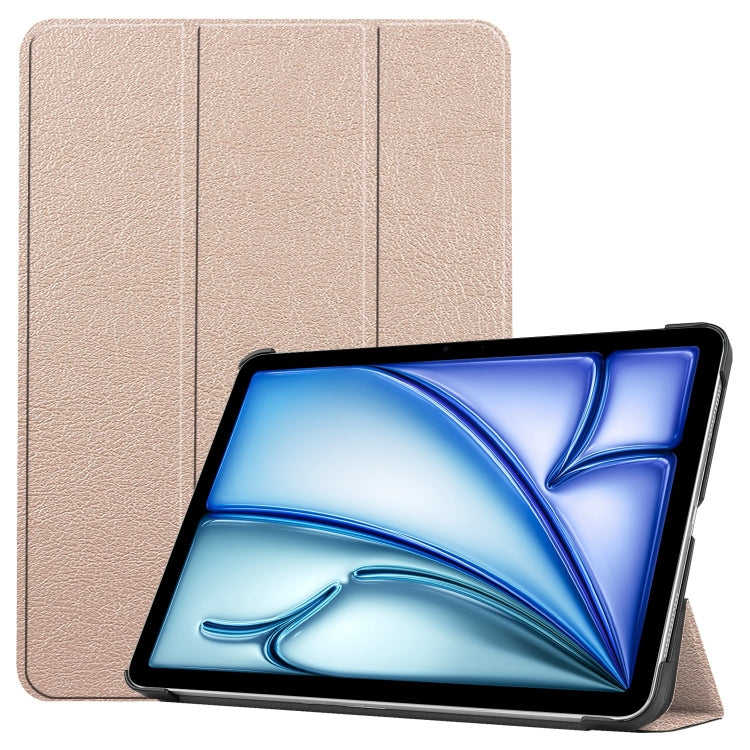 Custer Pure Color 3-Fold Holder Smart Leather Tablet Case, For iPad Air 11 2026 / 2025 / 2024