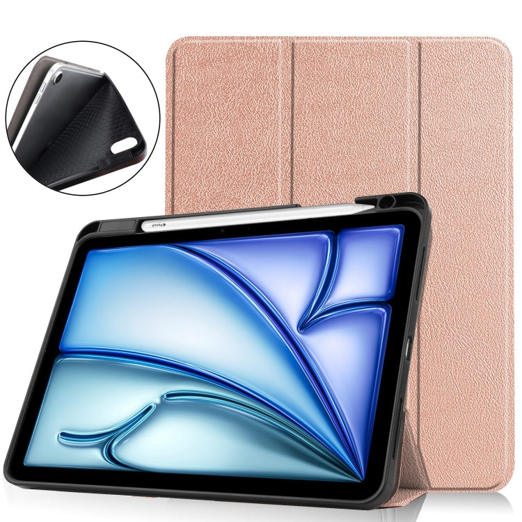 Custer TPU Pure Color 3-Fold Holder Smart Leather Tablet Case, For iPad Air 11 2024 / 2025 / 2026