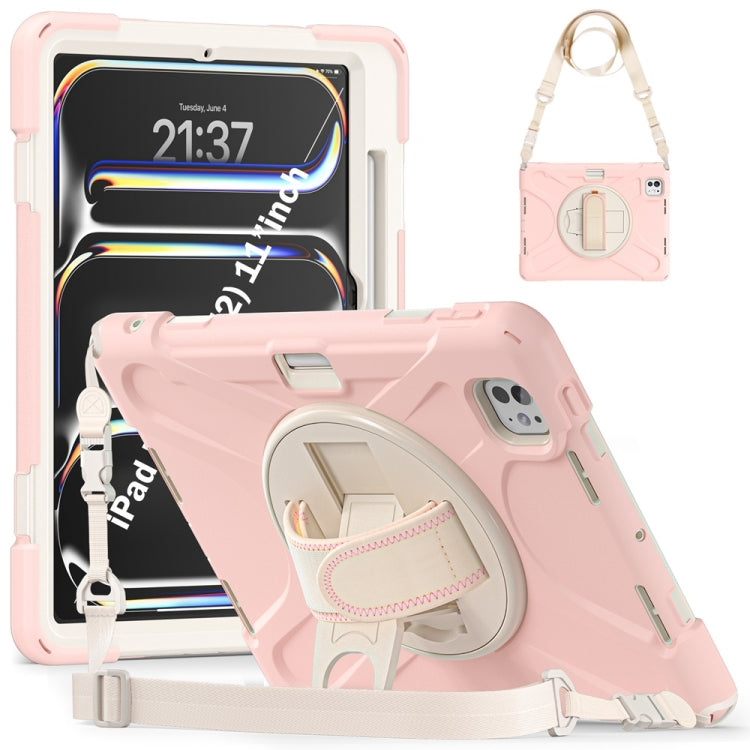 Rotatable Holder Silicone Hybrid PC Tablet Case with Shoulder Strap, For iPad Pro 11 2025 / 2024