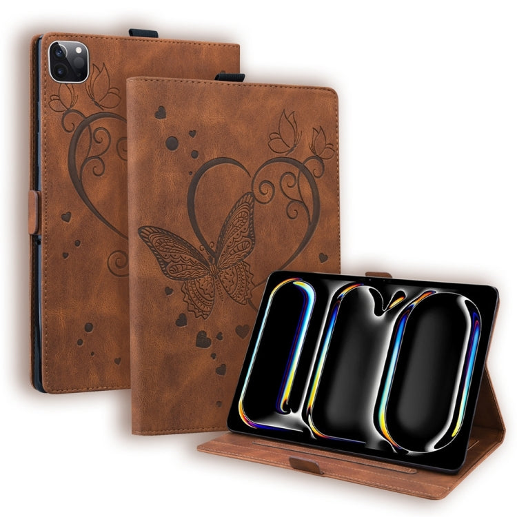 Love Butterfly Embossed Leather Tablet Case, For iPad Pro 13 2025 / 2024, For iPad Pro 11 2025 / 2024