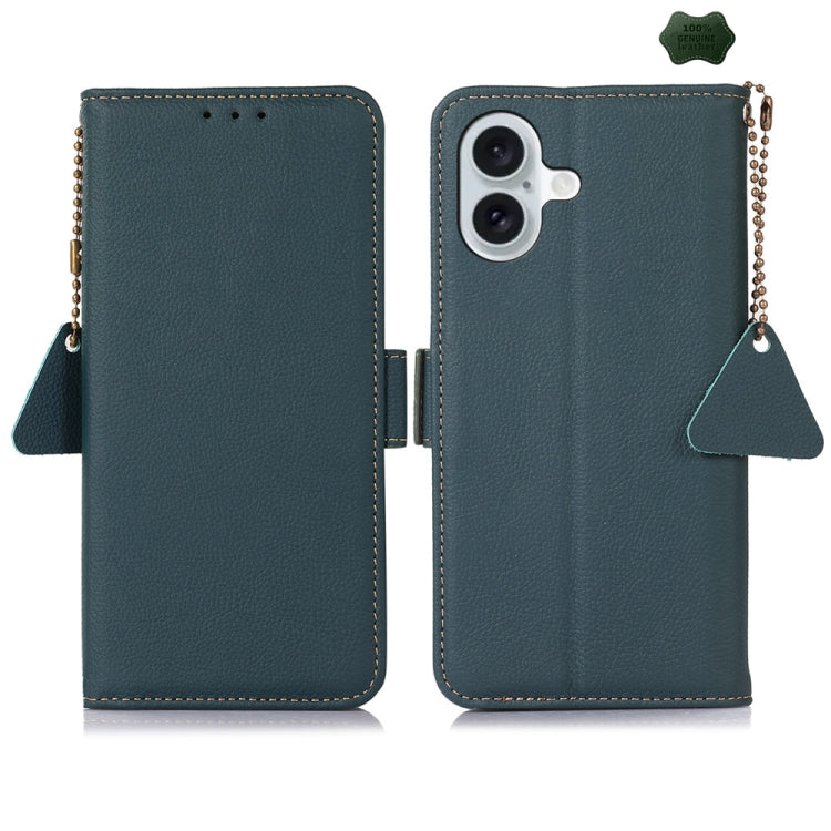 Side-Magnetic TJ Genuine Leather RFID Phone Case, For iPhone 16e / 17e, For iPhone 16 Pro Max, For iPhone 16 Pro, For iPhone 16 Plus, For iPhone 16