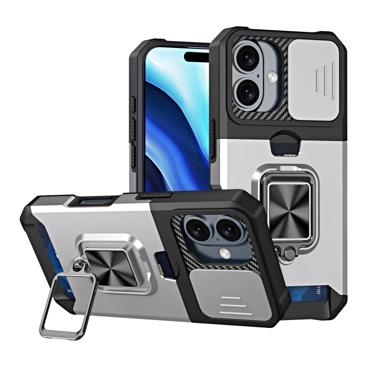 Camera Shield Card Slot PC+TPU Phone Case, For iPhone 16