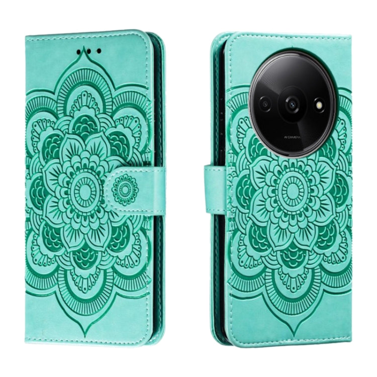 Sun Mandala Embossing Pattern Phone Leather Case