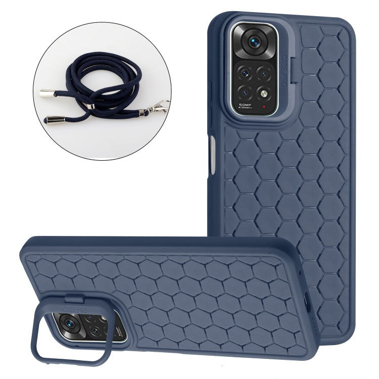 Honeycomb Radiating Holder TPU Phone Case with Lanyard, For Xiaomi Redmi Note 12 Pro 4G, For Xiaomi Redmi Note 12 4G Global, For Xiaomi Redmi 12C, For Xiaomi Redmi Note 11 Global