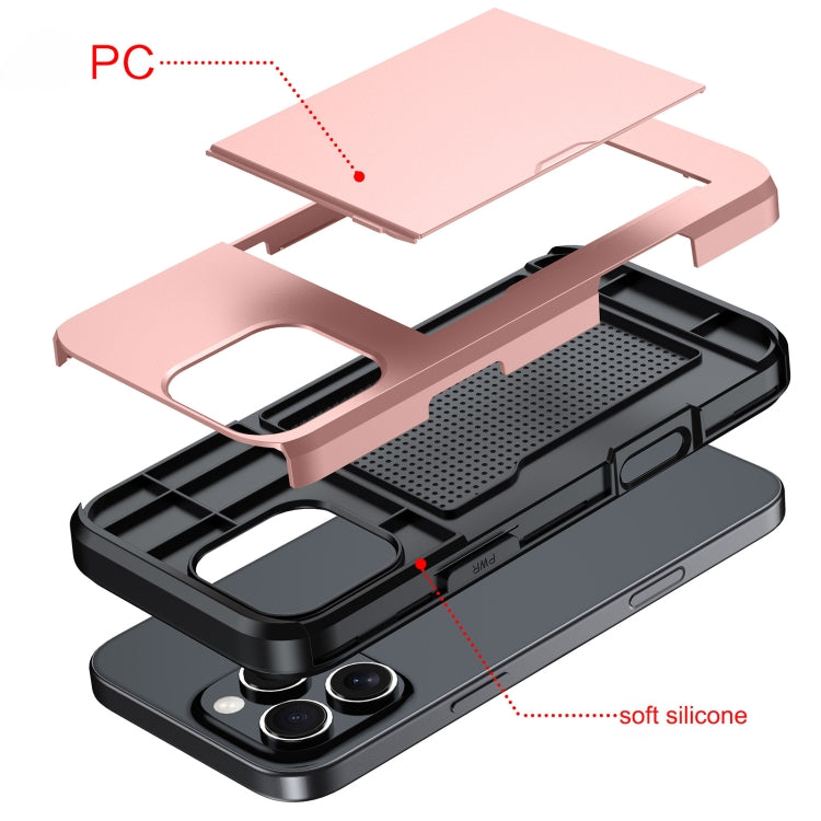 Shockproof Armor Phone Case with Card Slot, For iPhone 16 Pro, For iPhone 16 Plus