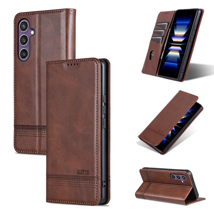 AZNS Magnetic Calf Texture Flip Leather Phone Case, For Samsung Galaxy S26+ 5G, For Samsung Galaxy S26 Ultra 5G, For Samsung Galaxy S26 5G, For Samsung Galaxy S25 FE 5G