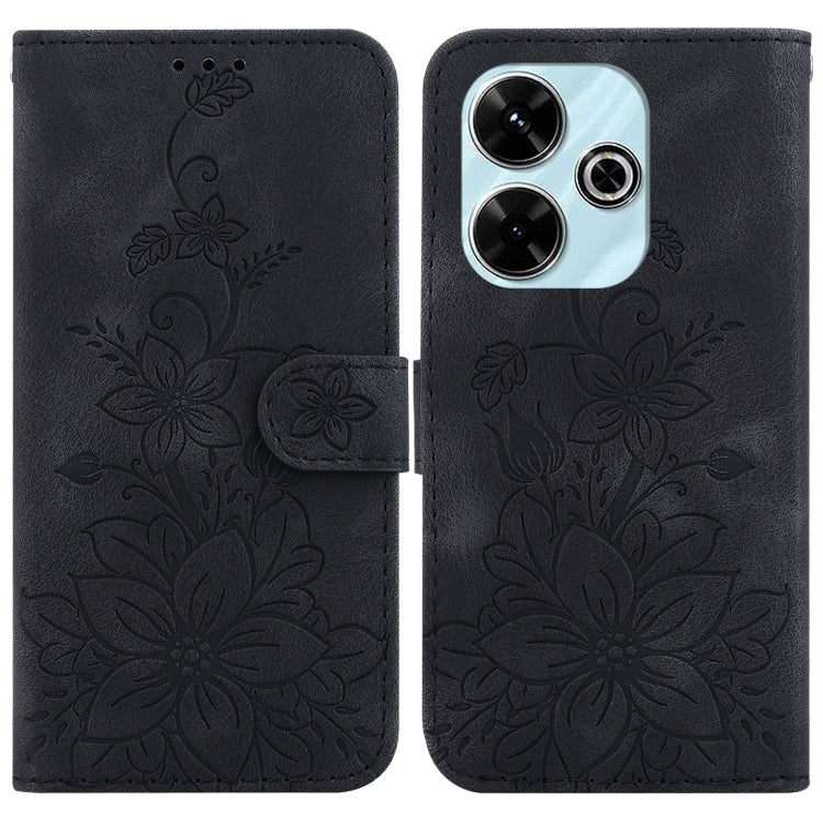 Lily Embossed Leather Phone Case, For Redmi Note 14 5G, For Redmi Note 14 Pro / Note 14 Pro+ 5G, For Redmi 14C 4G, For Redmi 13 4G