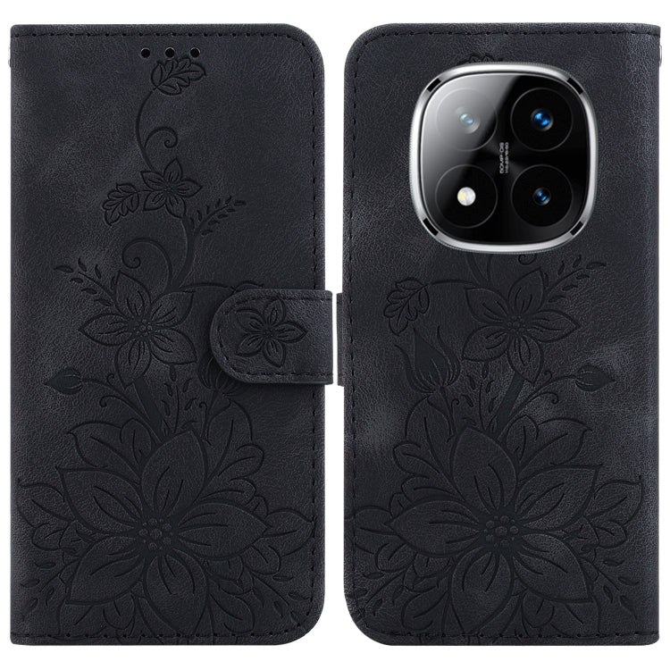 Lily Embossed Leather Phone Case, For Redmi Turbo 4 / Xiaomi Poco X7 Pro, For Redmi Note 14 4G 163.25mm, For Redmi Note 14 5G, For Redmi Note 14 Pro / Note 14 Pro+ 5G