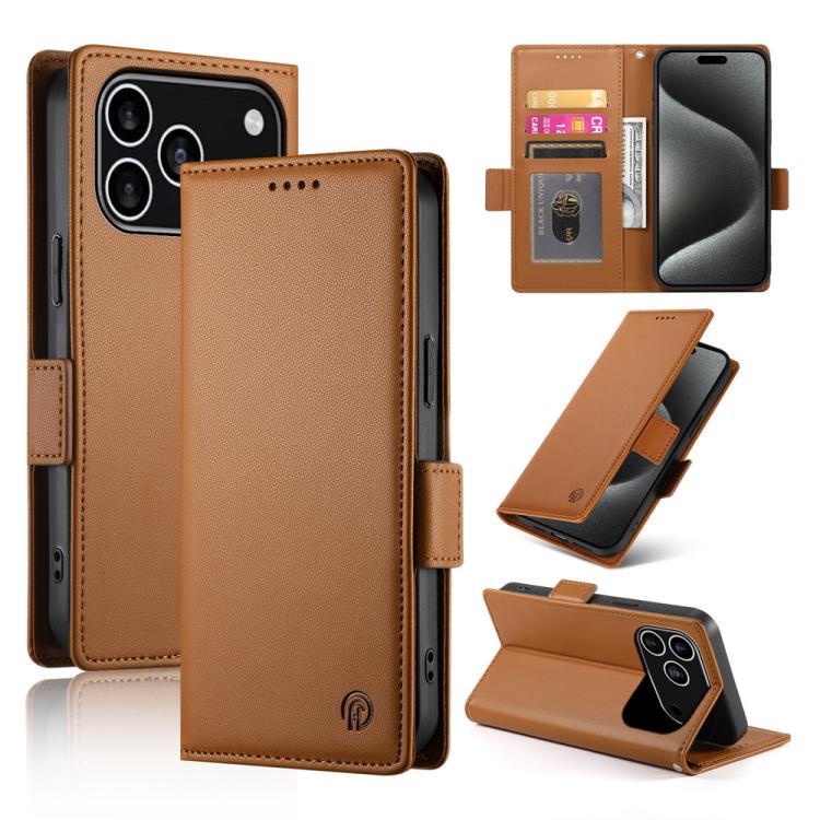Side Buckle Magnetic Frosted Leather Phone Case, For iPhone 17e / 16e, For iPhone 17 Pro Max, For iPhone 17 Pro