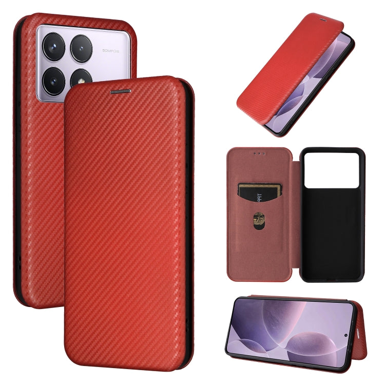 Carbon Fiber Texture Flip Leather Phone Case, For Xiaomi Redmi Turbo 3 / Poco F6, For Redmi K70