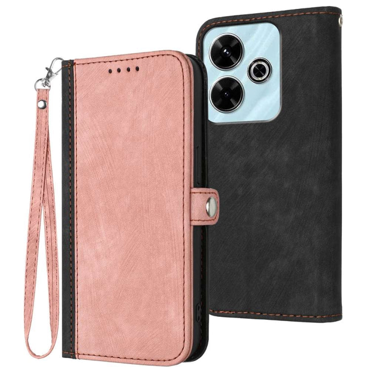 Side Buckle Double Fold Hand Strap Leather Phone Case, For Redmi Note 14 5G, For Redmi Note 14 Pro+ 5G, For Redmi Note 14 Pro 5G, For Redmi 13 4G