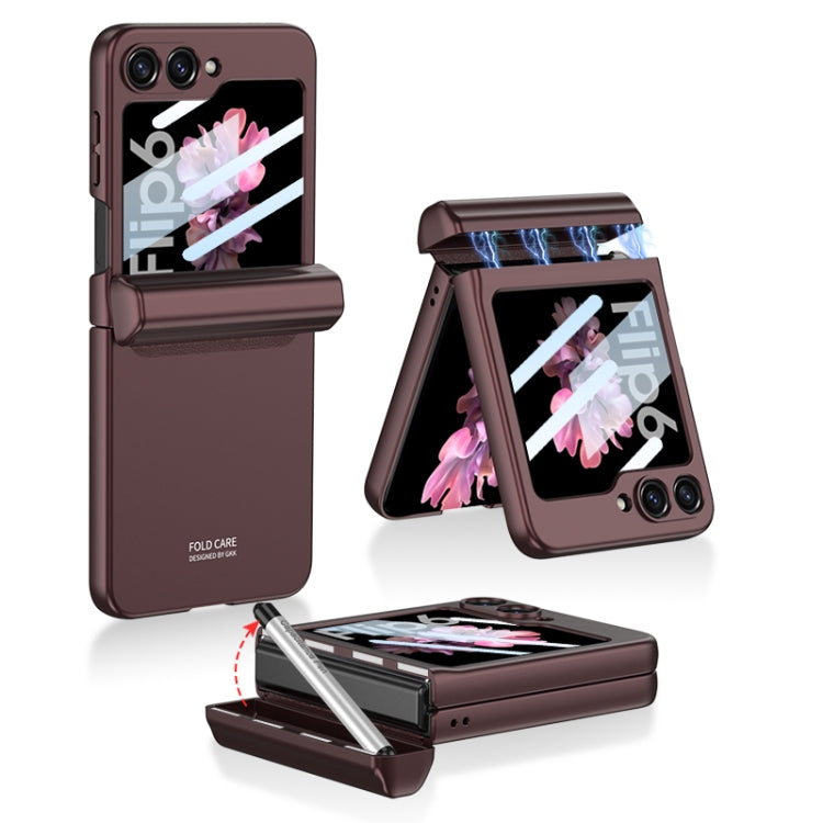 GKK Integrated Magnetic Full Coverage Flip Phone Case with Pen Box+Pen, For Samsung Galaxy Z Flip7 5G, For Samsung Galaxy Z Flip6 / Flip7 FE