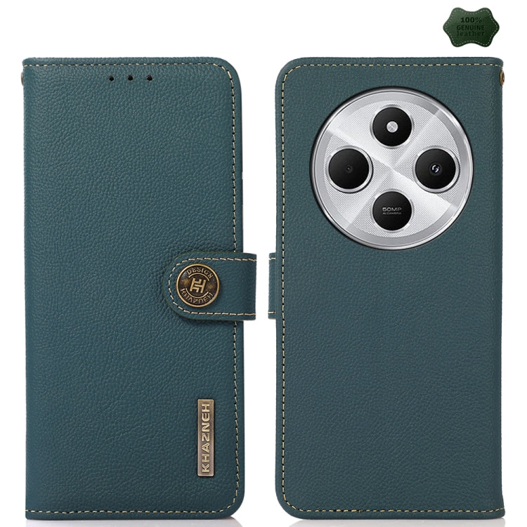 KHAZNEH Custer Texture RFID Genuine Leather Phone Case, For Redmi Note 15 Pro 5G Global 163.6mm, For Redmi 13x, For Redmi Note 14S 4G, For Redmi Turbo 4 Pro, For Redmi Turbo 4, For Redmi Note 14 5G, For Redmi Note 14 Pro 5G, For Redmi 14C 4G