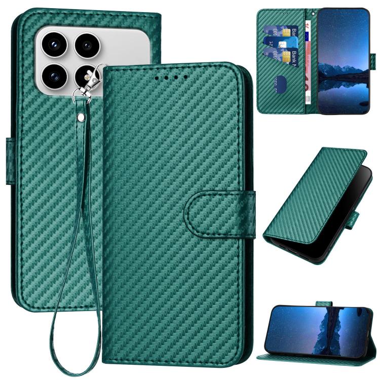 YX0070 Carbon Fiber Buckle Leather Phone Case with Lanyard, For Redmi Note 15 4G / 5G 164mm / Poco M8 5G, For Redmi K90 Pro Max / Poco F8 Ultra, For Redmi K90 / Poco F8 Pro 5G
