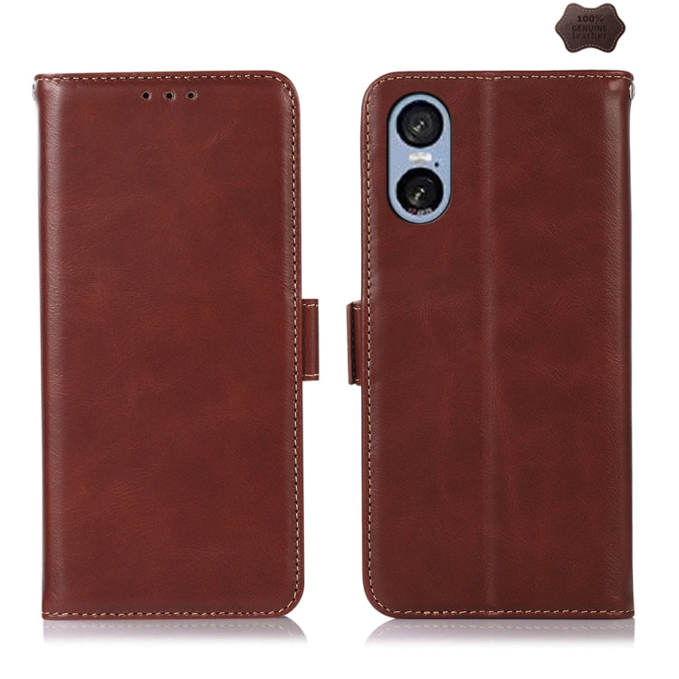 Magnetic Crazy Horse Texture Genuine Leather RFID Phone Case, For Sony Xperia 10 VIII, For Sony Xperia 1 VIII, For Sony Xperia 10 VII, For Sony Xperia 10 VI, For Sony Xperia 1 VI, For Sony Xperia 5 VI