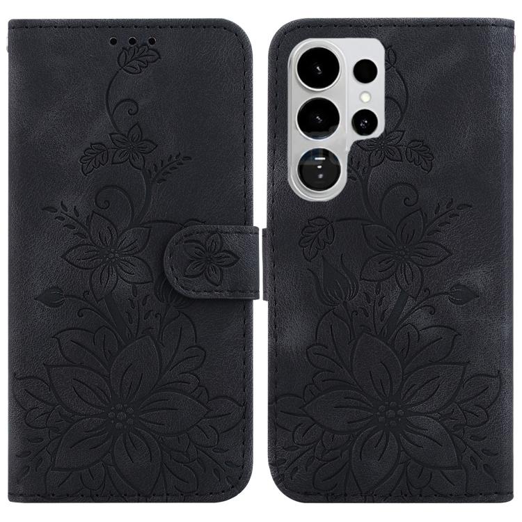 Lily Embossed Leather Phone Case, For Galaxy S26 FE 5G, For Samsung Galaxy S26+ 5G, For Samsung Galaxy S26 Edge 5G, For Samsung Galaxy S26 Ultra 5G