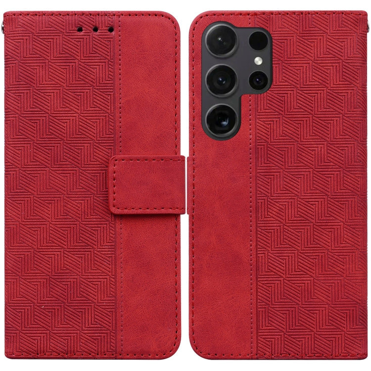 Geometric Embossed Leather Phone Case, For Samsung Galaxy S25 Edge 5G, For Samsung Galaxy S25 5G, For Samsung Galaxy S25+ 5G, For Samsung Galaxy S25 Ultra 5G