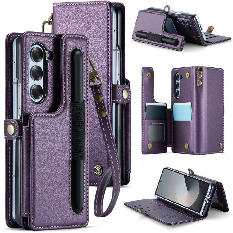CaseMe C22 PC+TPU Business Style RFID Anti-theft Lanyard Leather Phone Case with Pen Slot, For Samsung Galaxy Z Fold6 5G