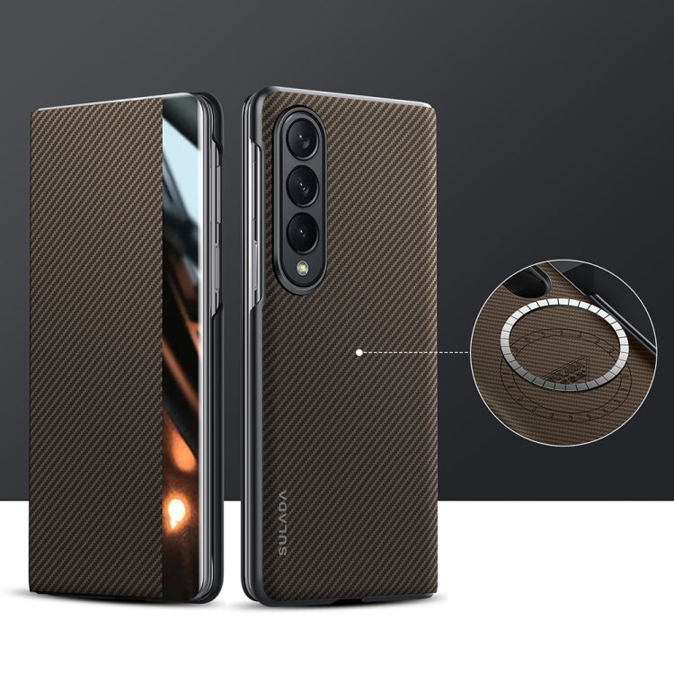 SULADA Kevlar 600D Texture Smart Window Leather Phone Case, For Samsung Galaxy Z Fold6, For Samsung Galaxy Z Fold5, For Samsung Galaxy Z Fold4