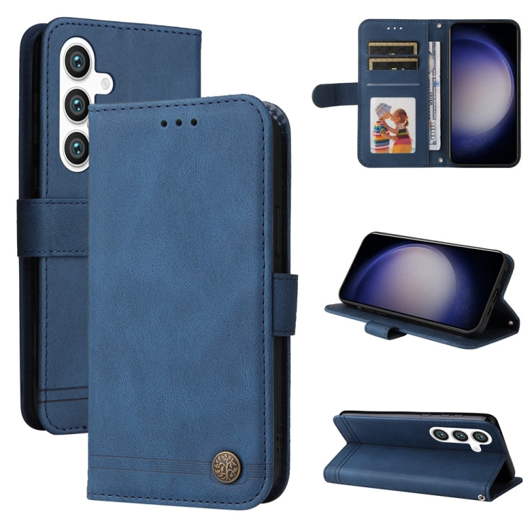 Skin Feel Life Tree Metal Button Leather Phone Case, For Samsung Galaxy S26 5G, For Samsung Galaxy S25 Edge 5G, For Samsung Galaxy S25 5G, For Samsung Galaxy S25+ 5G