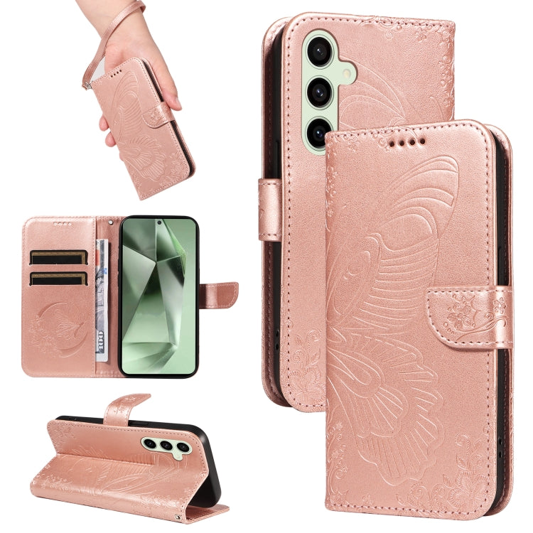 Swallowtail Butterfly Embossed Leather Phone Case, For Galaxy S24 FE 5G