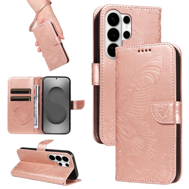 Swallowtail Butterfly Embossed Leather Phone Case, For Galaxy S26 FE 5G, For Galaxy S26+ 5G, For Galaxy S26 Edge 5G, For Galaxy S26 Ultra 5G