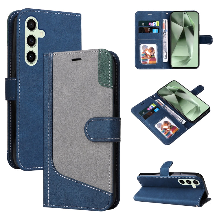 Three Color Splicing Leather Phone Case, For Samsung Galaxy S24 FE 5G