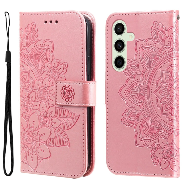 Seven-petal Flowers Embossing Leather Phone Case, For Samsung Galaxy S24 FE 5G