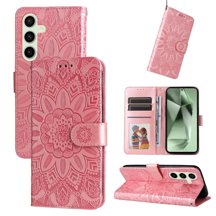 Embossed Sunflower Leather Phone Case, For Galaxy S25 Ultra 5G, For Galaxy S24 FE 5G