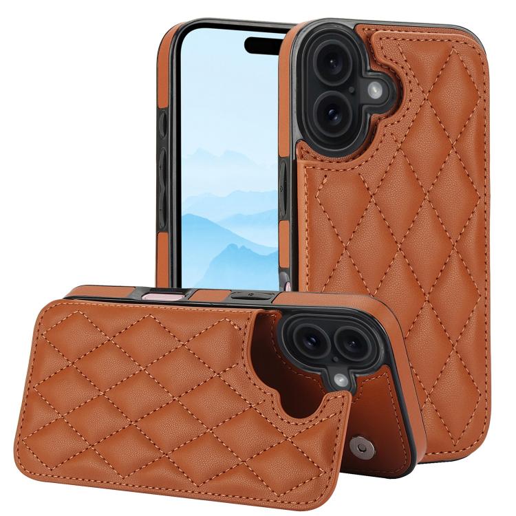 Double Buckle Rhombic PU Leather Phone Case