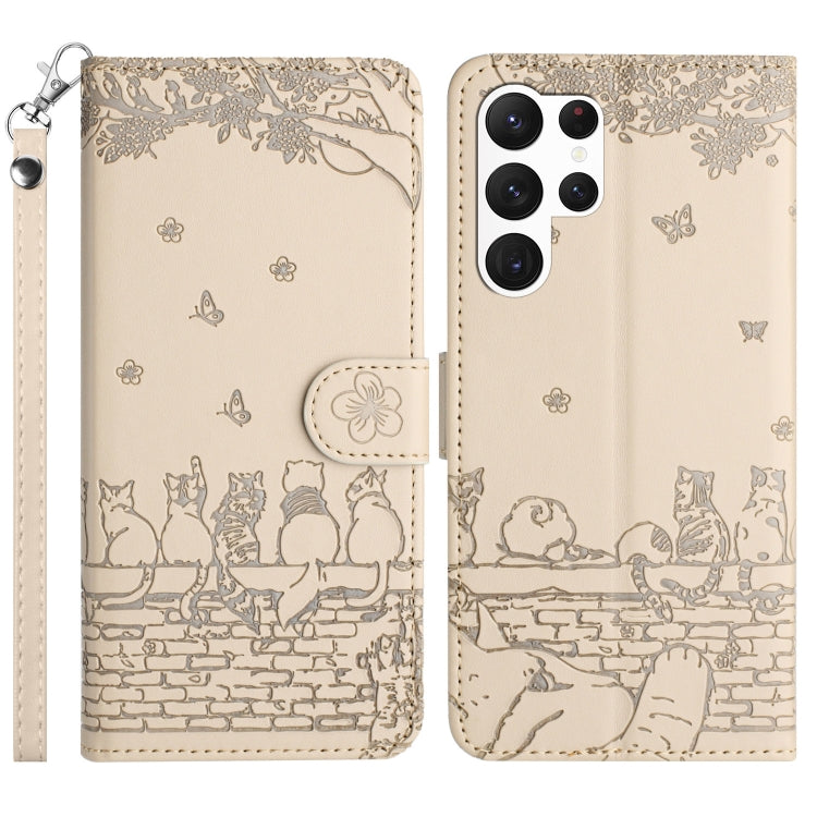 Cat Embossing Pattern Leather Phone Case with Lanyard, For Samsung Galaxy S25 FE 5G, For Samsung Galaxy S25 5G, For Samsung Galaxy S25+ 5G, For Samsung Galaxy S25 Ultra 5G