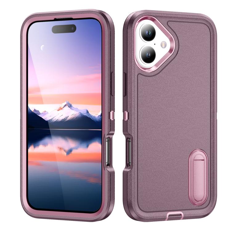 Rugged PC + Silicone Phone Case with Holder, For iPhone 17e / 16e, For iPhone 17