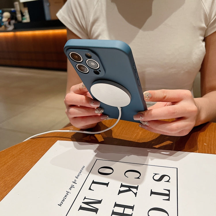Solid Color Liquid Silicone MagSafe Magnetic Phone Case, For iPhone 15 Pro