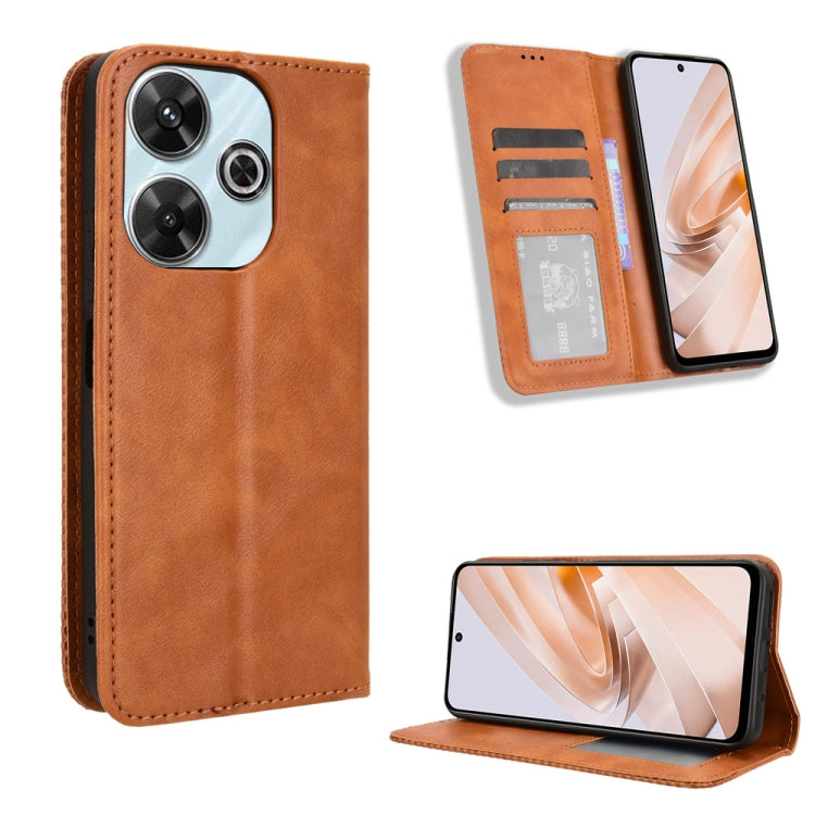 Magnetic Buckle Retro Texture Leather Phone Case, For Redmi K70 Ultra, For Redmi 13 4G / Note 13R 5G