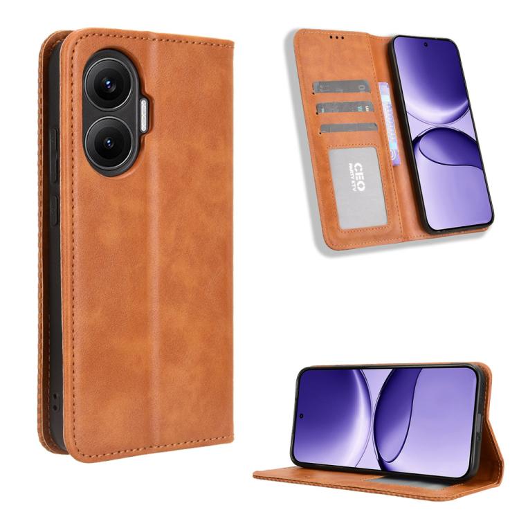 Magnetic Buckle Retro Texture Leather Phone Case, For Redmi 15C 5G / 4G Global 171mm / Poco C85 4G, For Xiaomi 15T 5G, For Redmi K80 Ultra, For Redmi A5 4G 173.3mm, For Redmi Note 14 4G 164.84mm EU Version, For Redmi Turbo 4 Pro 5G