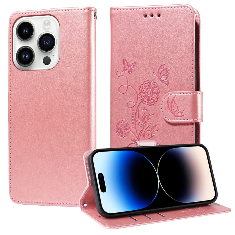 Embossed Butterfly Flowers Leather Phone Case, For iPhone 15, For iPhone 14 Plus, For iPhone 14, For iPhone 14 Pro