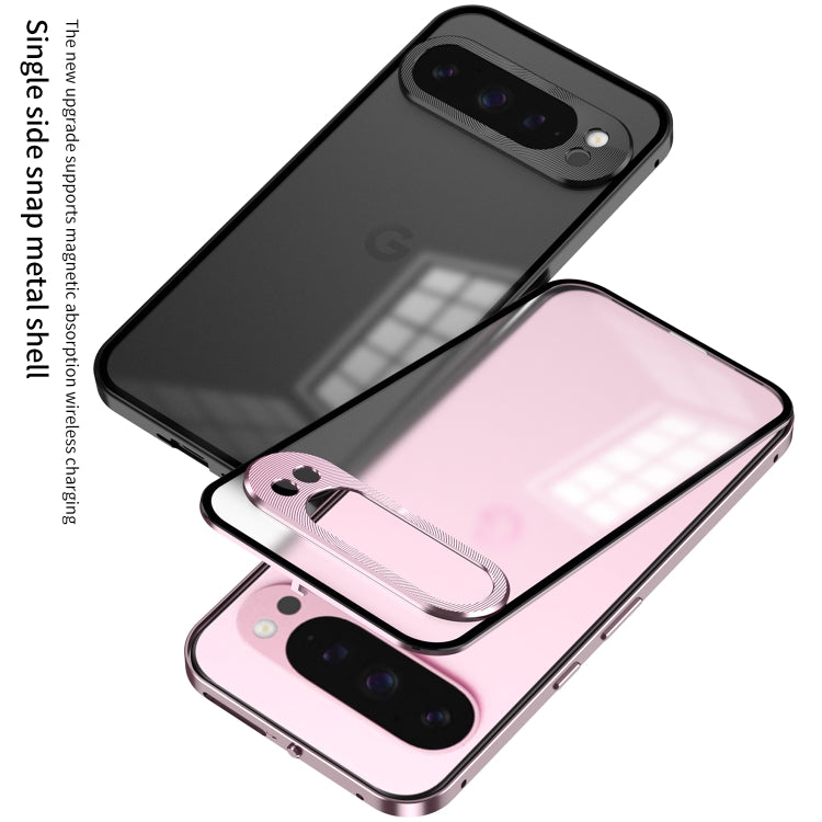 Snap Buckle Metal Frame Frosted Phone Case, For Google Pixel 9 Pro XL, For Google Pixel 9 / 9 Pro