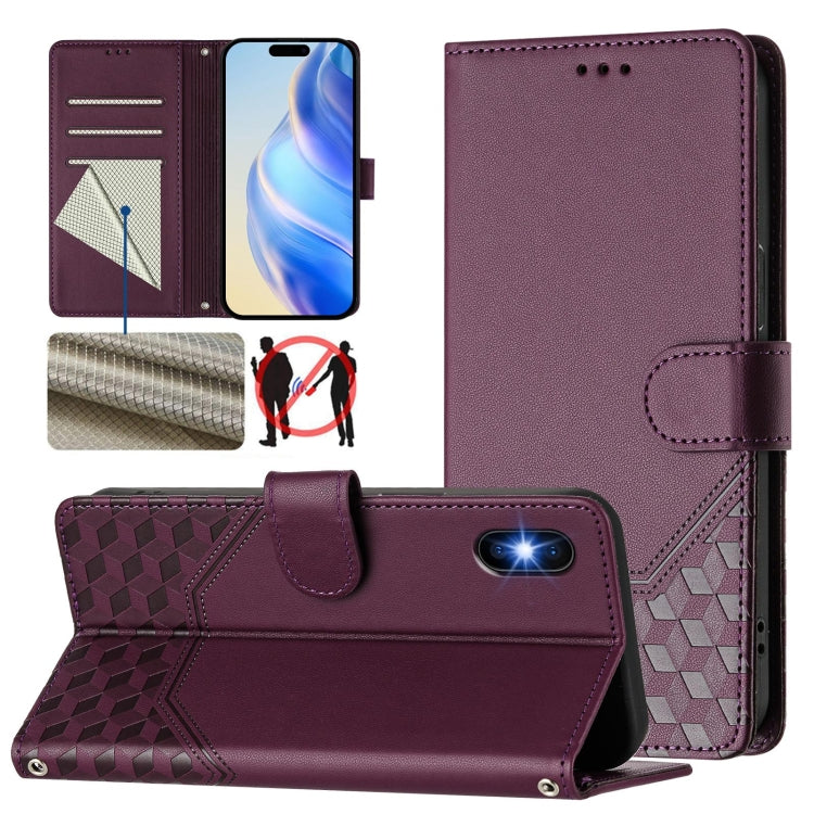 Honeycomb Embossing RFID Leather Phone Case, For iPhone 11 Pro Max, For iPhone 11, For iPhone 11 Pro, For iPhone X / XS