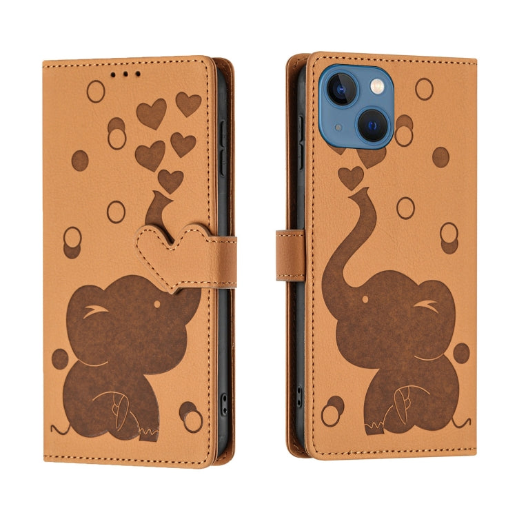 Cartoon Elephant Embossed Leather Phone Case, For iPhone SE 2022 / 2020, For iPhone 13 Pro Max, For iPhone 13 Pro, For iPhone 13