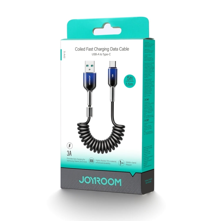 JOYROOM S-A43 3A USB to USB-C / Type-C Coiled Fast Charging Data Cable, USB to Type-C