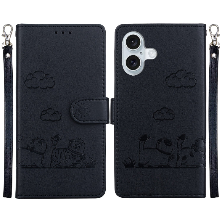 Cute Cats RFID Leather Phone Case, For iPhone Air, For iPhone 16 Pro Max, For iPhone 16 Pro, For iPhone 16 Plus