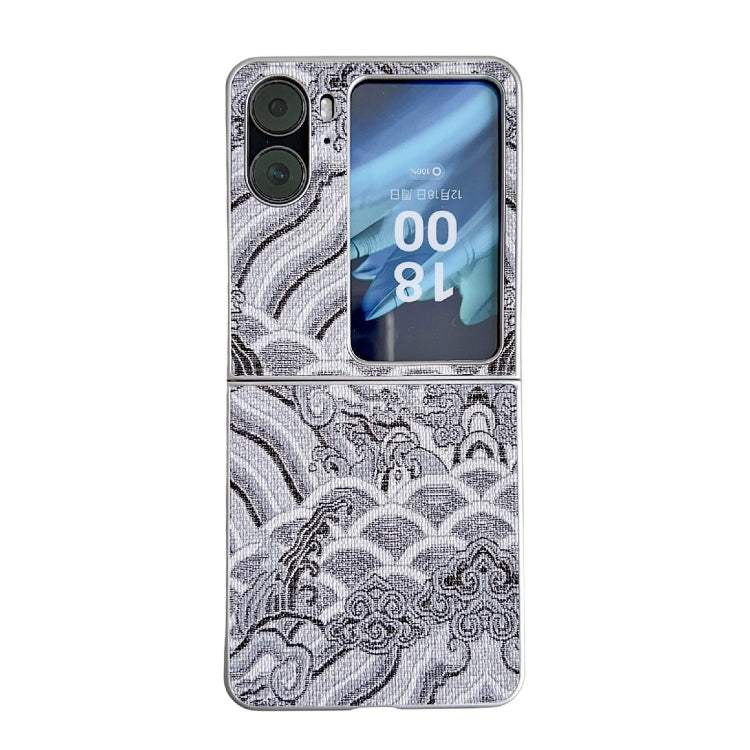 Propitious Clouds Embroidery Full Coverage Phone Case, For OPPO Find N3 Flip, For OPPO Find N2 Flip