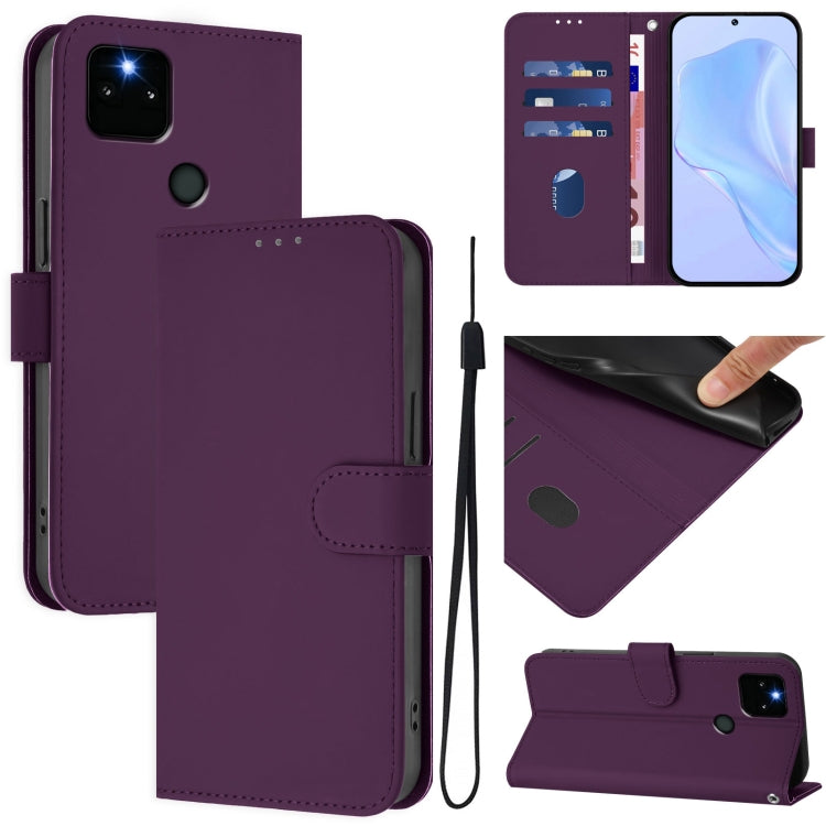 Skin Feel Solid Color Leather Phone Case with Lanyard, Series 3